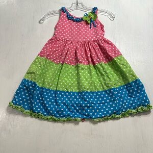 Rare Editions Girls’ Dress Size 5 – Polka Dot Color Block Ruffle Hem